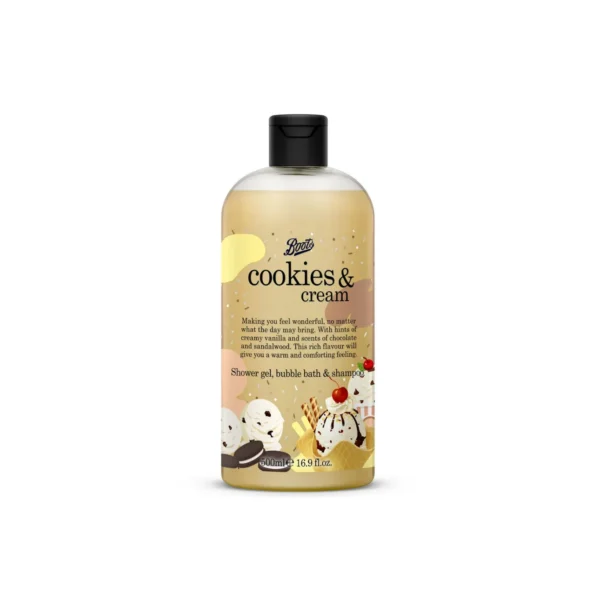 boots 3n1 shower gel, bubble bath and shampoo cookies and cream scented