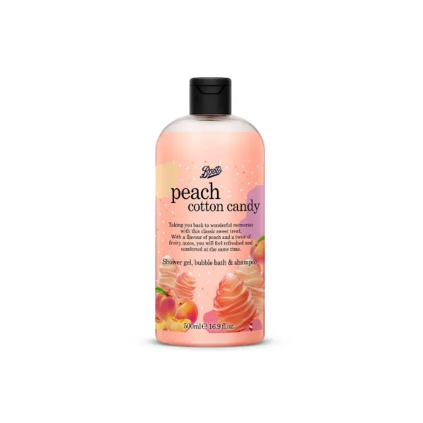 boots 3n1 shower gel, bubble bath and shampoo peach cotton candy scented